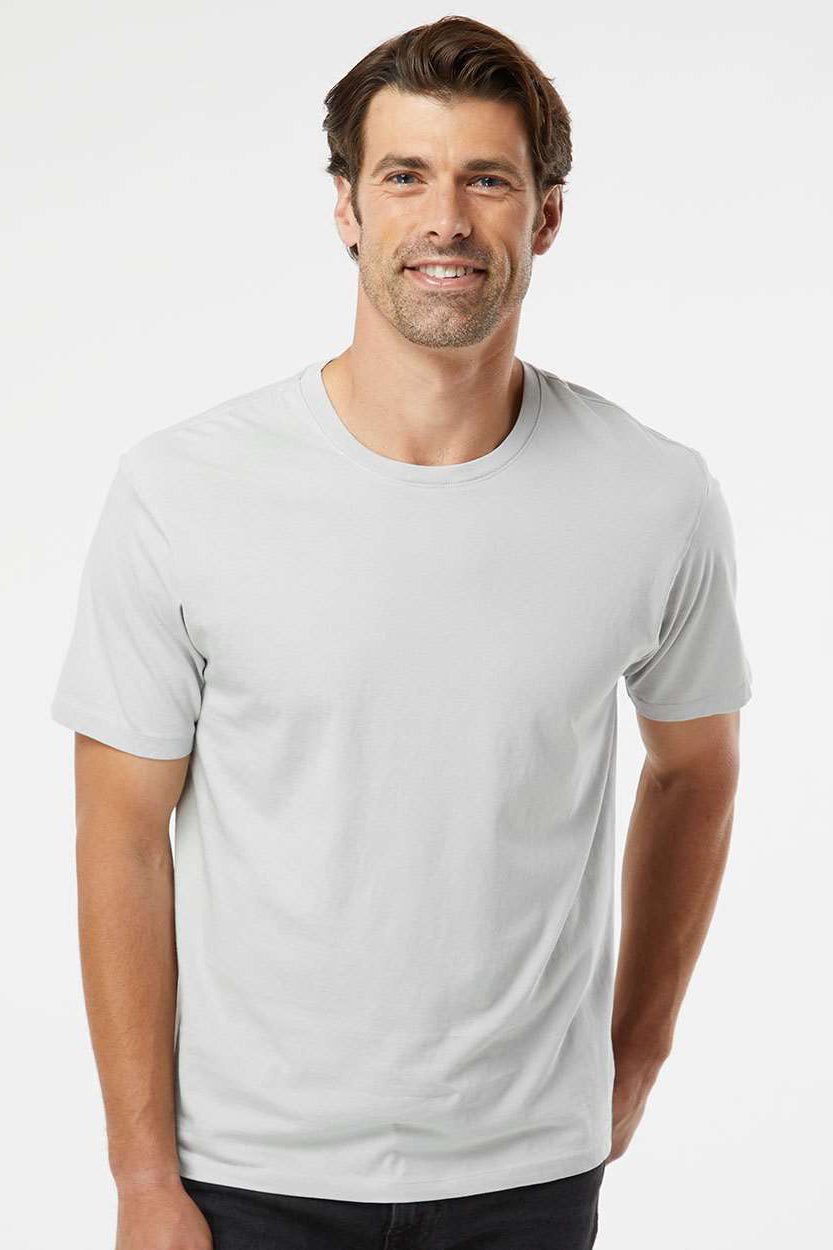 SoftShirts 400 Mens Organic Short Sleeve Crewneck T-Shirt Silver Grey Model Front
