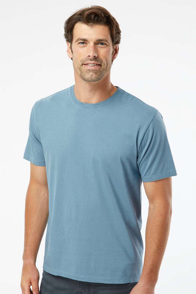 SoftShirts 400 Mens Organic Short Sleeve Crewneck T-Shirt Slate Blue Model Front