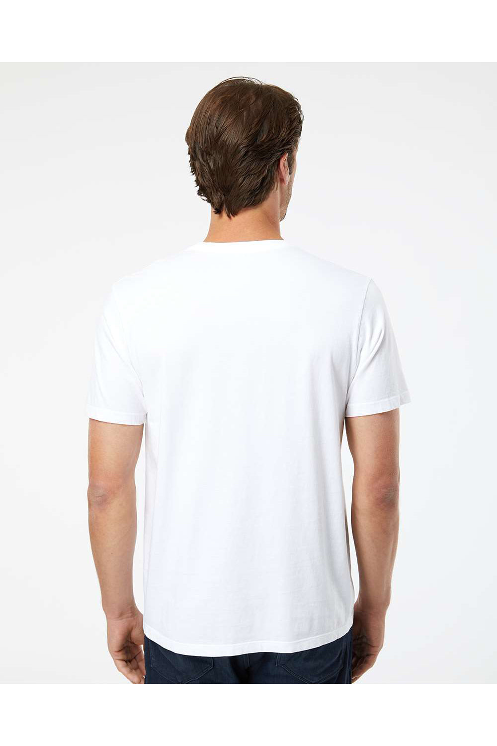 SoftShirts 400 Mens Organic Short Sleeve Crewneck T-Shirt White Model Back