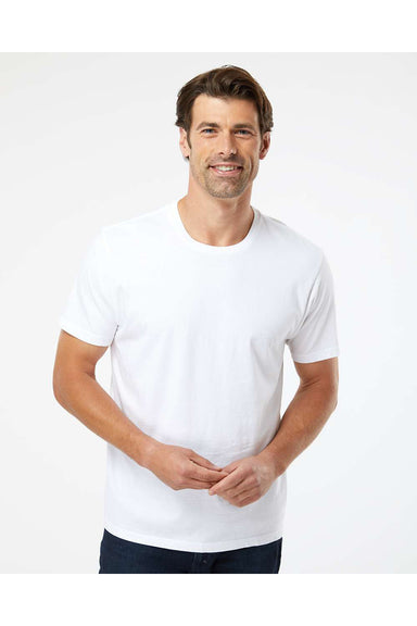 SoftShirts 400 Mens Organic Short Sleeve Crewneck T-Shirt White Model Front