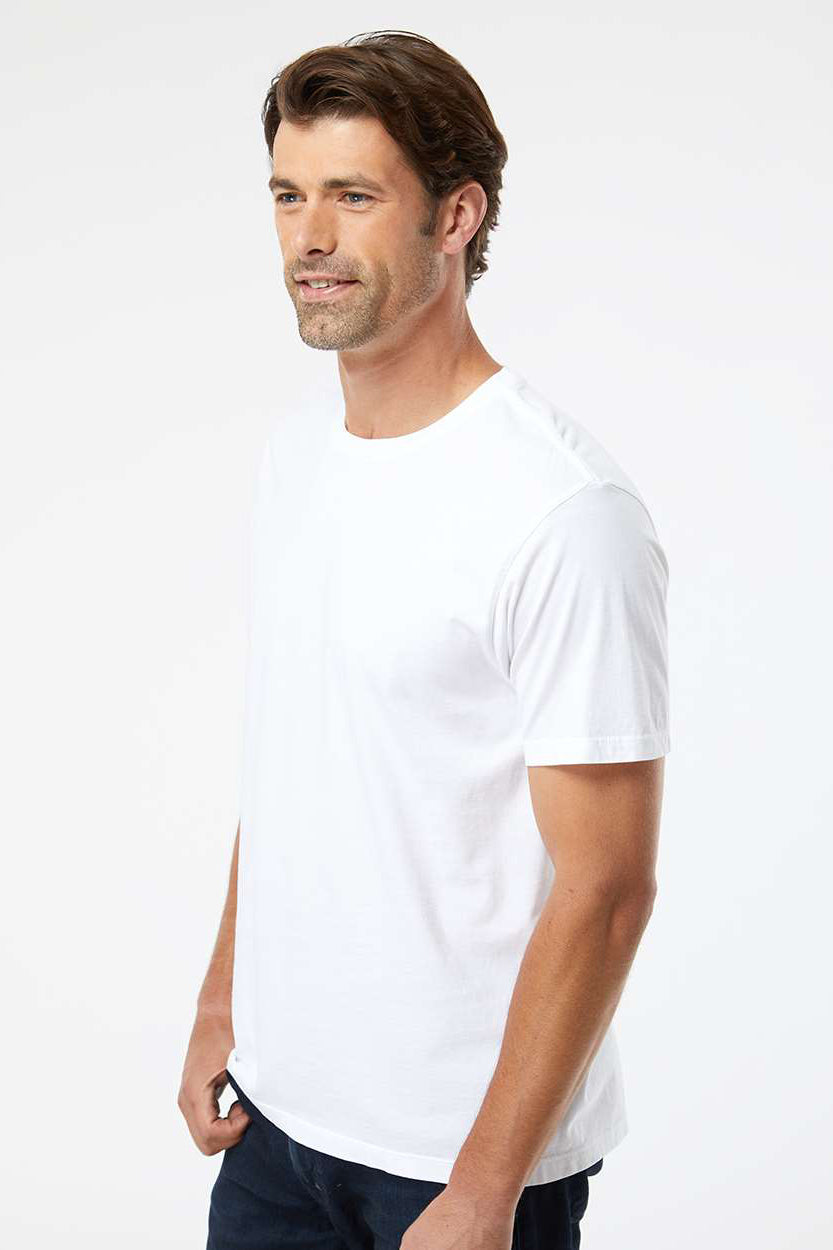 SoftShirts 400 Mens Organic Short Sleeve Crewneck T-Shirt White Model Side