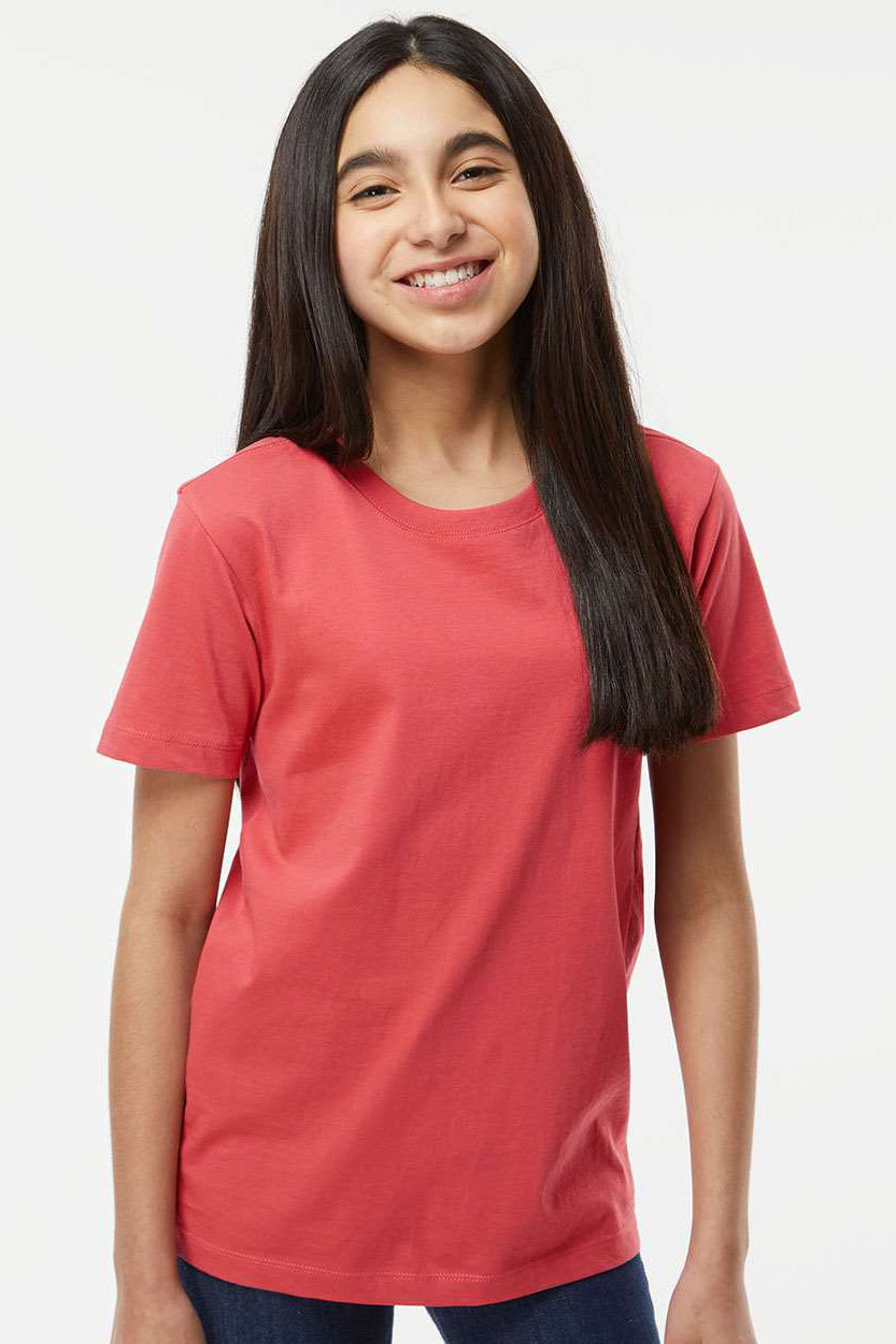 SoftShirts 402 Youth Organic Short Sleeve Crewneck T-Shirt Brick Model Front