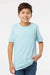 SoftShirts 402 Youth Organic Short Sleeve Crewneck T-Shirt Chambray Blue Model Front