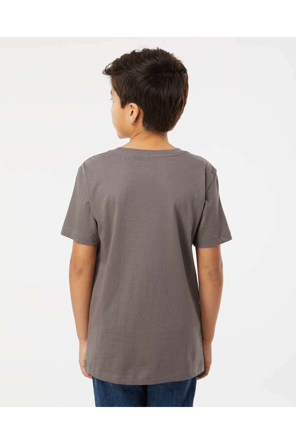 SoftShirts 402 Youth Organic Short Sleeve Crewneck T-Shirt Graphite Grey Model Back