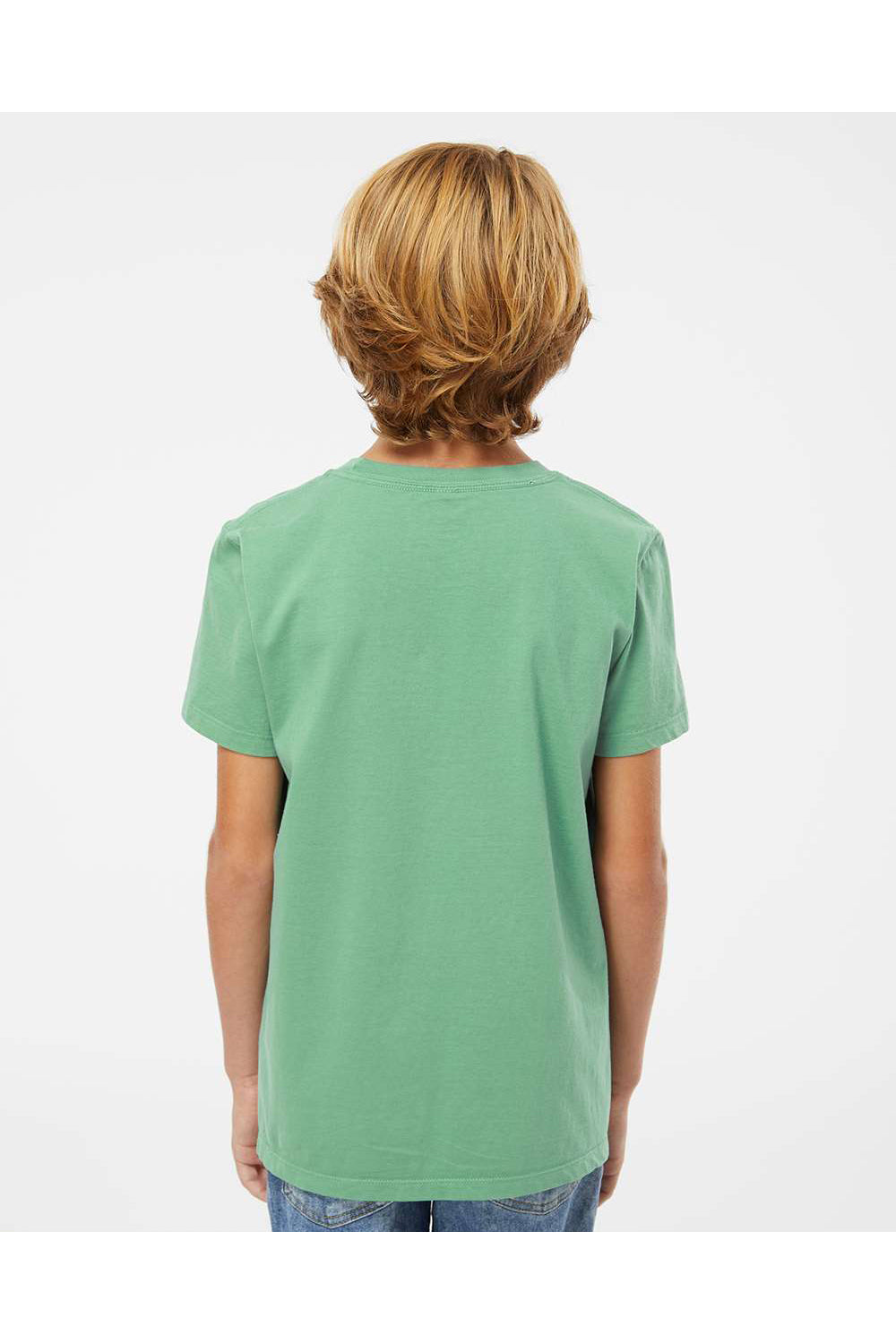 SoftShirts 402 Youth Organic Short Sleeve Crewneck T-Shirt Pine Green Model Back