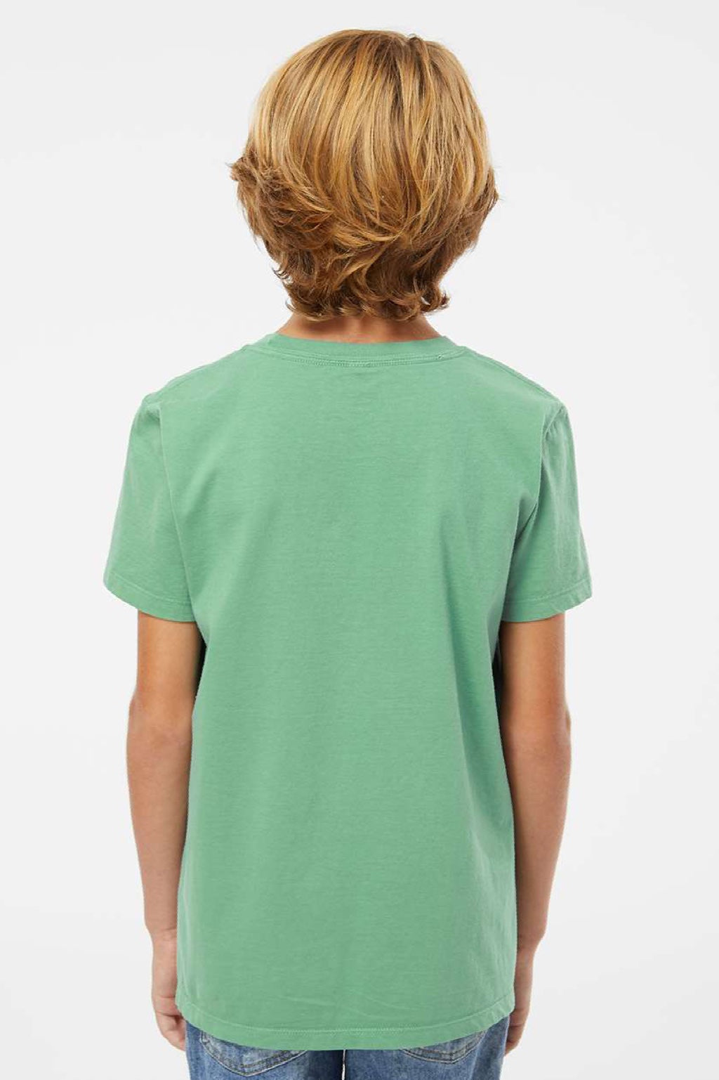 SoftShirts 402 Youth Organic Short Sleeve Crewneck T-Shirt Pine Green Model Back