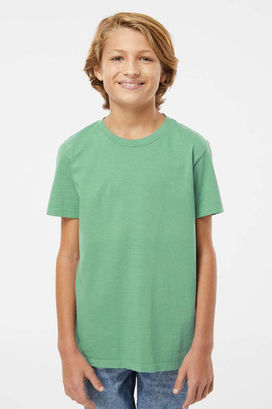 SoftShirts 402 Youth Organic Short Sleeve Crewneck T-Shirt Pine Green Model Front