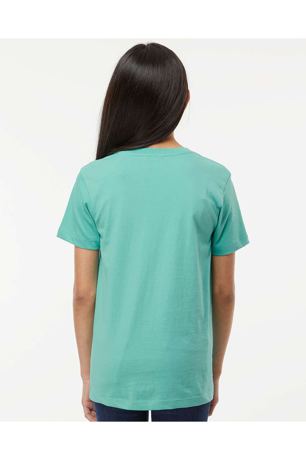 SoftShirts 402 Youth Organic Short Sleeve Crewneck T-Shirt Seaform Green Model Back