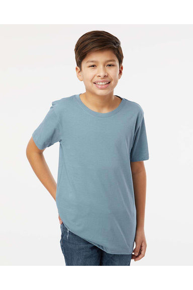 SoftShirts 402 Youth Organic Short Sleeve Crewneck T-Shirt Slate Blue Model Front