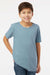 SoftShirts 402 Youth Organic Short Sleeve Crewneck T-Shirt Slate Blue Model Front