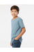 SoftShirts 402 Youth Organic Short Sleeve Crewneck T-Shirt Slate Blue Model Side