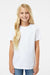 SoftShirts 402 Youth Organic Short Sleeve Crewneck T-Shirt White Model Front