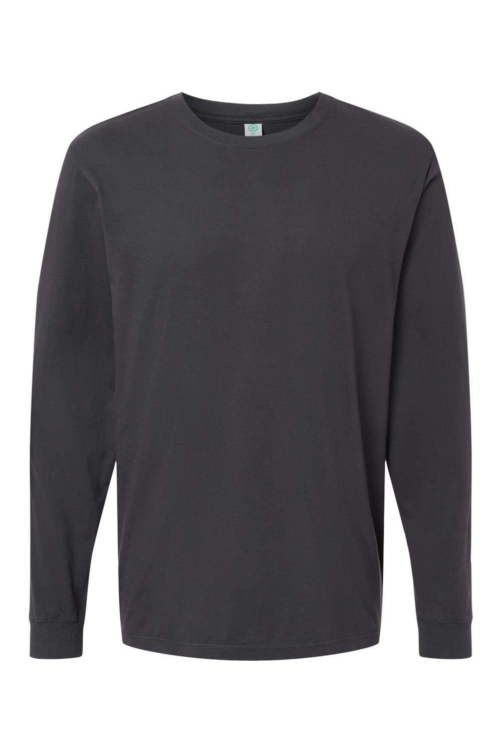 SoftShirts 420 Mens Organic Long Sleeve Crewneck T-Shirt Black Flat Front