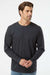 SoftShirts 420 Mens Organic Long Sleeve Crewneck T-Shirt Black Model Front