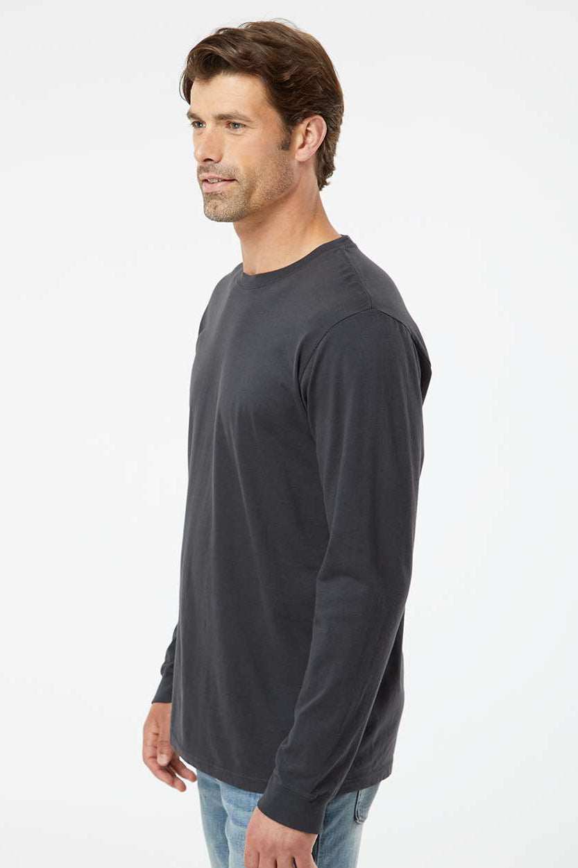SoftShirts 420 Mens Organic Long Sleeve Crewneck T-Shirt Black Model Side