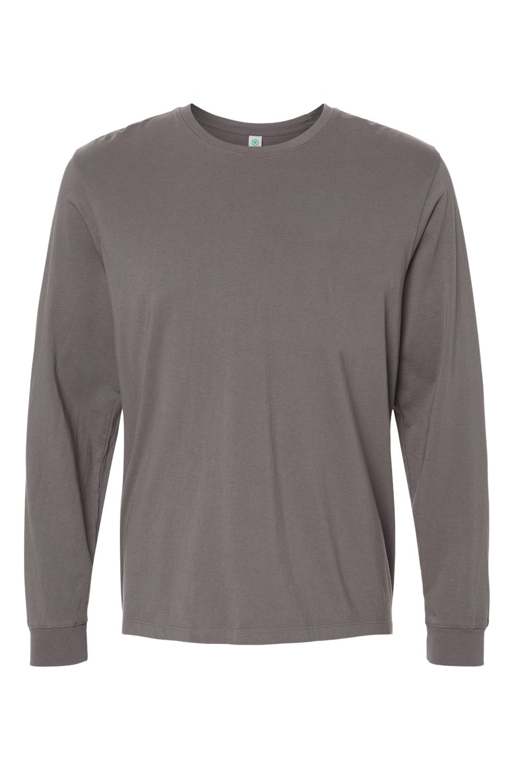 SoftShirts 420 Mens Organic Long Sleeve Crewneck T-Shirt Graphite Grey Flat Front