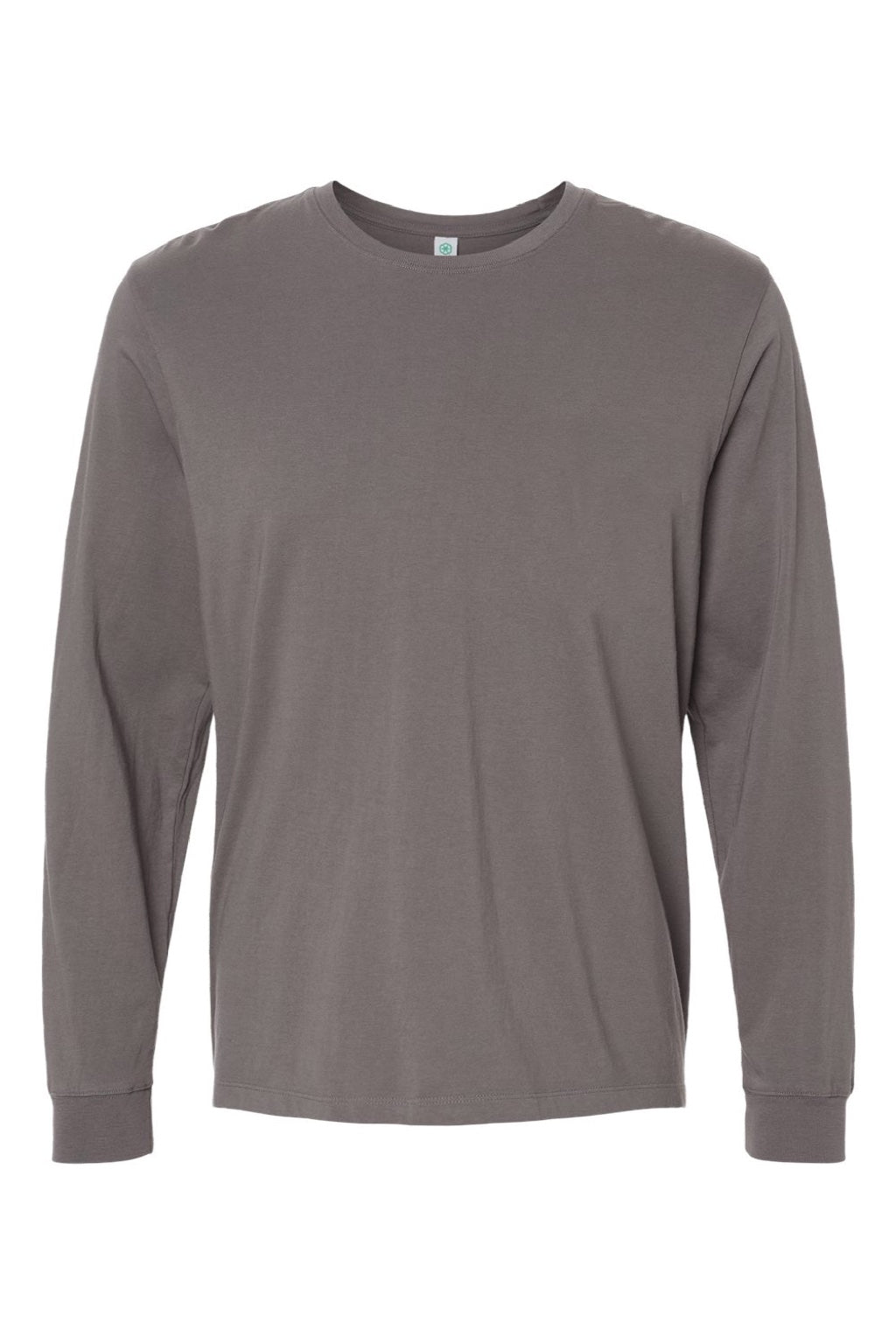 SoftShirts 420 Mens Organic Long Sleeve Crewneck T-Shirt Graphite Grey Flat Front