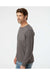 SoftShirts 420 Mens Organic Long Sleeve Crewneck T-Shirt Graphite Grey Model Side