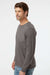 SoftShirts 420 Mens Organic Long Sleeve Crewneck T-Shirt Graphite Grey Model Side