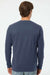 SoftShirts 420 Mens Organic Long Sleeve Crewneck T-Shirt Navy Blue Model Back