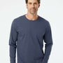 SoftShirts Mens Organic Long Sleeve Crewneck T-Shirt - Navy Blue - NEW
