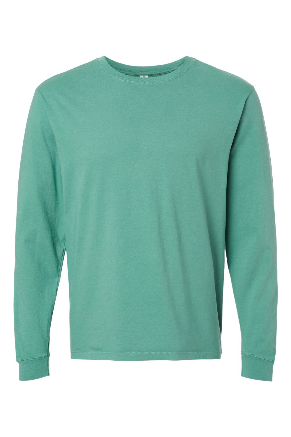 SoftShirts 420 Mens Organic Long Sleeve Crewneck T-Shirt Pine Green Flat Front