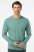SoftShirts 420 Mens Organic Long Sleeve Crewneck T-Shirt Pine Green Model Front