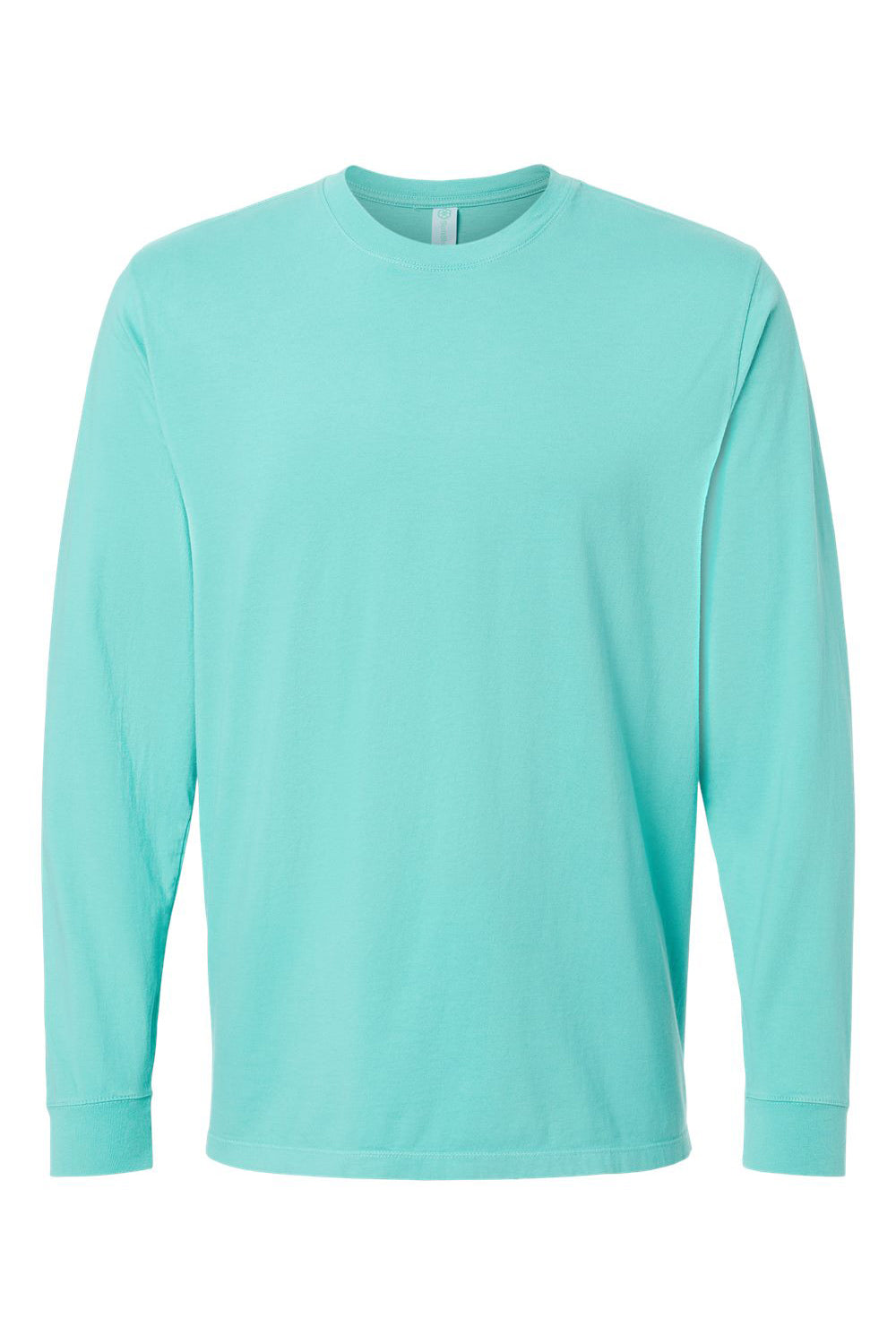 SoftShirts 420 Mens Organic Long Sleeve Crewneck T-Shirt Seafoam Green Flat Front