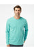 SoftShirts 420 Mens Organic Long Sleeve Crewneck T-Shirt Seaform Green Model Front