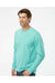 SoftShirts 420 Mens Organic Long Sleeve Crewneck T-Shirt Seaform Green Model Side