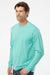 SoftShirts 420 Mens Organic Long Sleeve Crewneck T-Shirt Seafoam Green Model Side