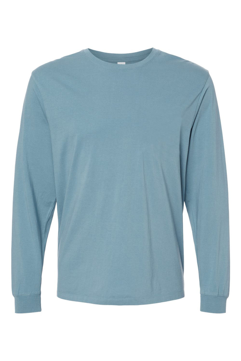 SoftShirts 420 Mens Organic Long Sleeve Crewneck T-Shirt Slate Blue Flat Front