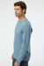SoftShirts 420 Mens Organic Long Sleeve Crewneck T-Shirt Slate Blue Model Side