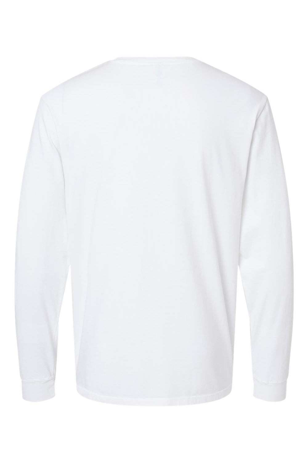 SoftShirts 420 Mens Organic Long Sleeve Crewneck T-Shirt White Flat Back
