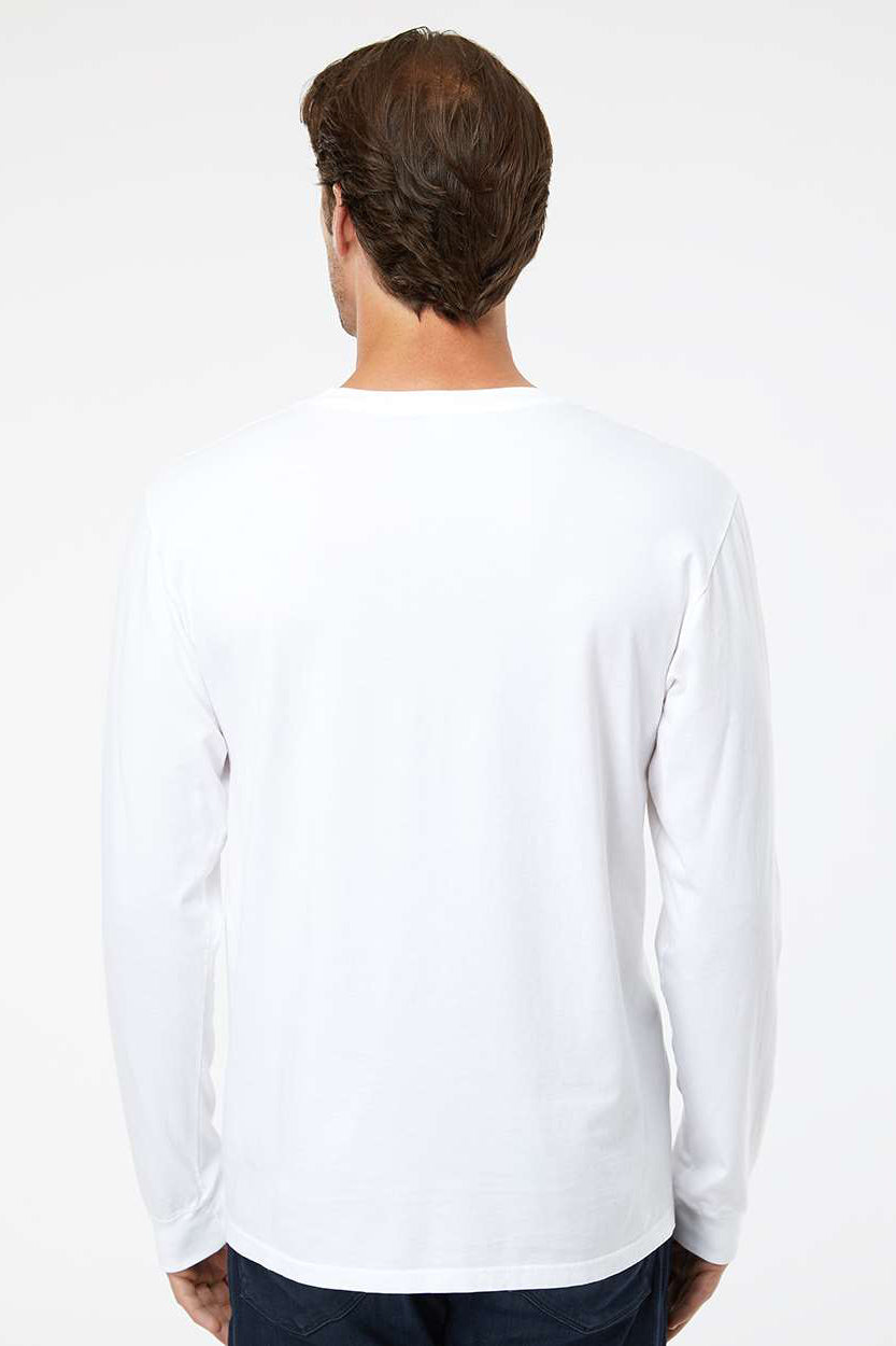 SoftShirts 420 Mens Organic Long Sleeve Crewneck T-Shirt White Model Back