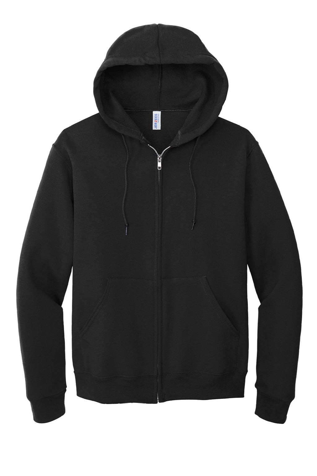 Jerzees 993M/993MR Mens NuBlend Pill Resistant Fleece Full Zip Hooded Sweatshirt Hoodie w/ Pockets Black Flat Front