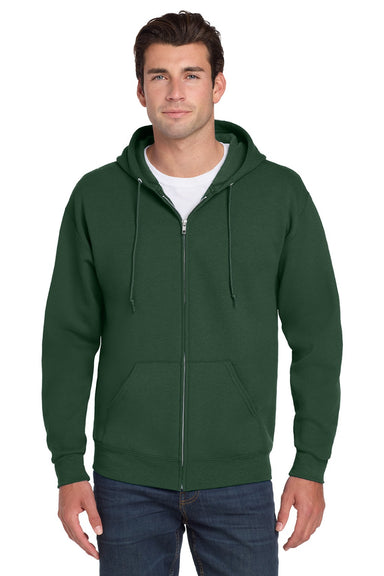 Jerzees 993M/993MR Mens NuBlend Pill Resistant Fleece Full Zip Hooded Sweatshirt Hoodie w/ Pockets Forest Green Model Front