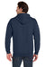 Jerzees 993M/993MR Mens NuBlend Pill Resistant Fleece Full Zip Hooded Sweatshirt Hoodie w/ Pockets Navy Blue Model Back
