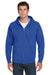 Jerzees 993M/993MR Mens NuBlend Pill Resistant Fleece Full Zip Hooded Sweatshirt Hoodie w/ Pockets Royal Blue Model Front