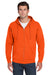 Jerzees 993M/993MR Mens NuBlend Pill Resistant Fleece Full Zip Hooded Sweatshirt Hoodie w/ Pockets Safety Orange Model Front