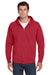 Jerzees 993M/993MR Mens NuBlend Pill Resistant Fleece Full Zip Hooded Sweatshirt Hoodie w/ Pockets True Red Model Front