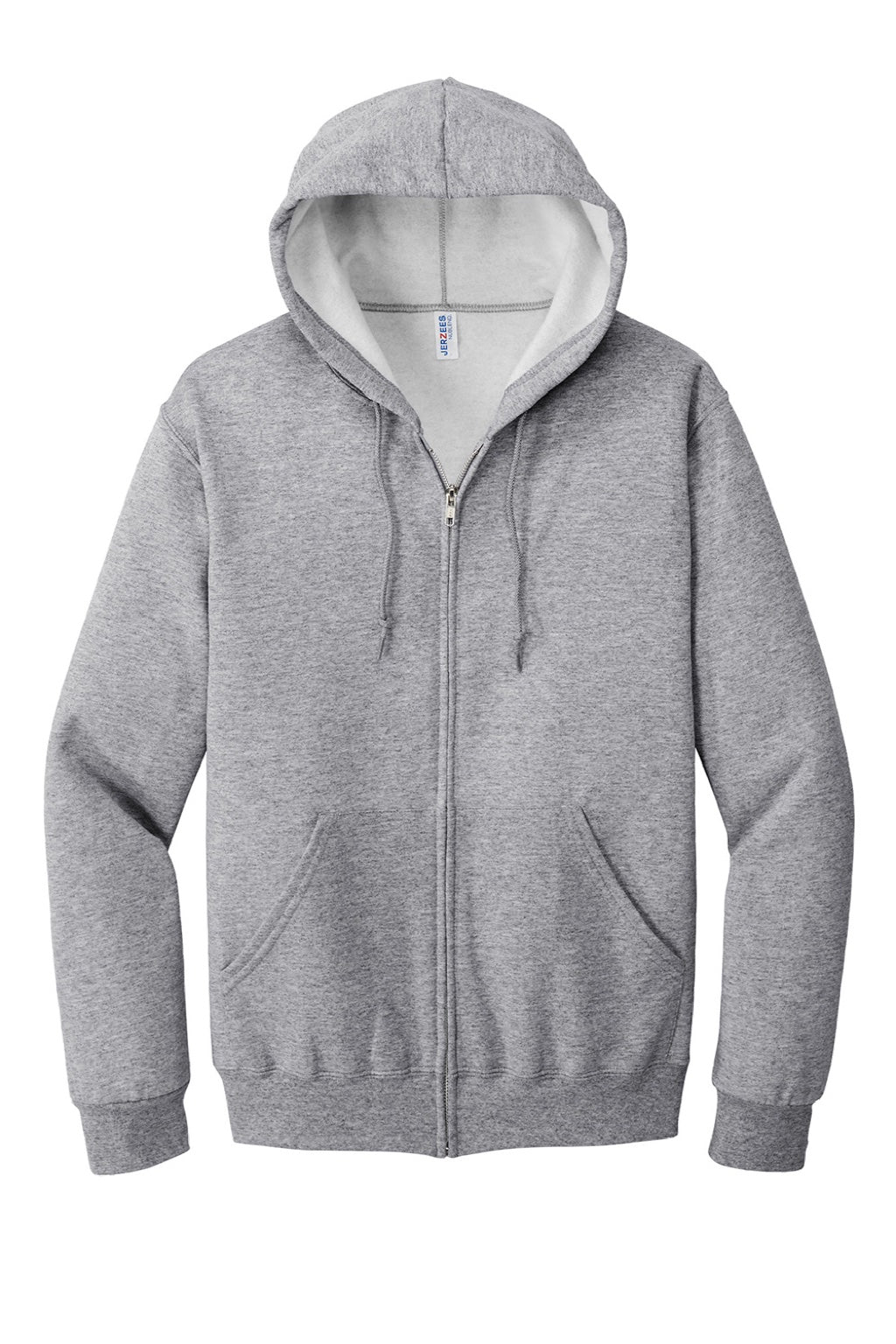 Jerzees 993M/993MR Mens NuBlend Pill Resistant Fleece Full Zip Hooded Sweatshirt Hoodie w/ Pockets Heather Grey Flat Front