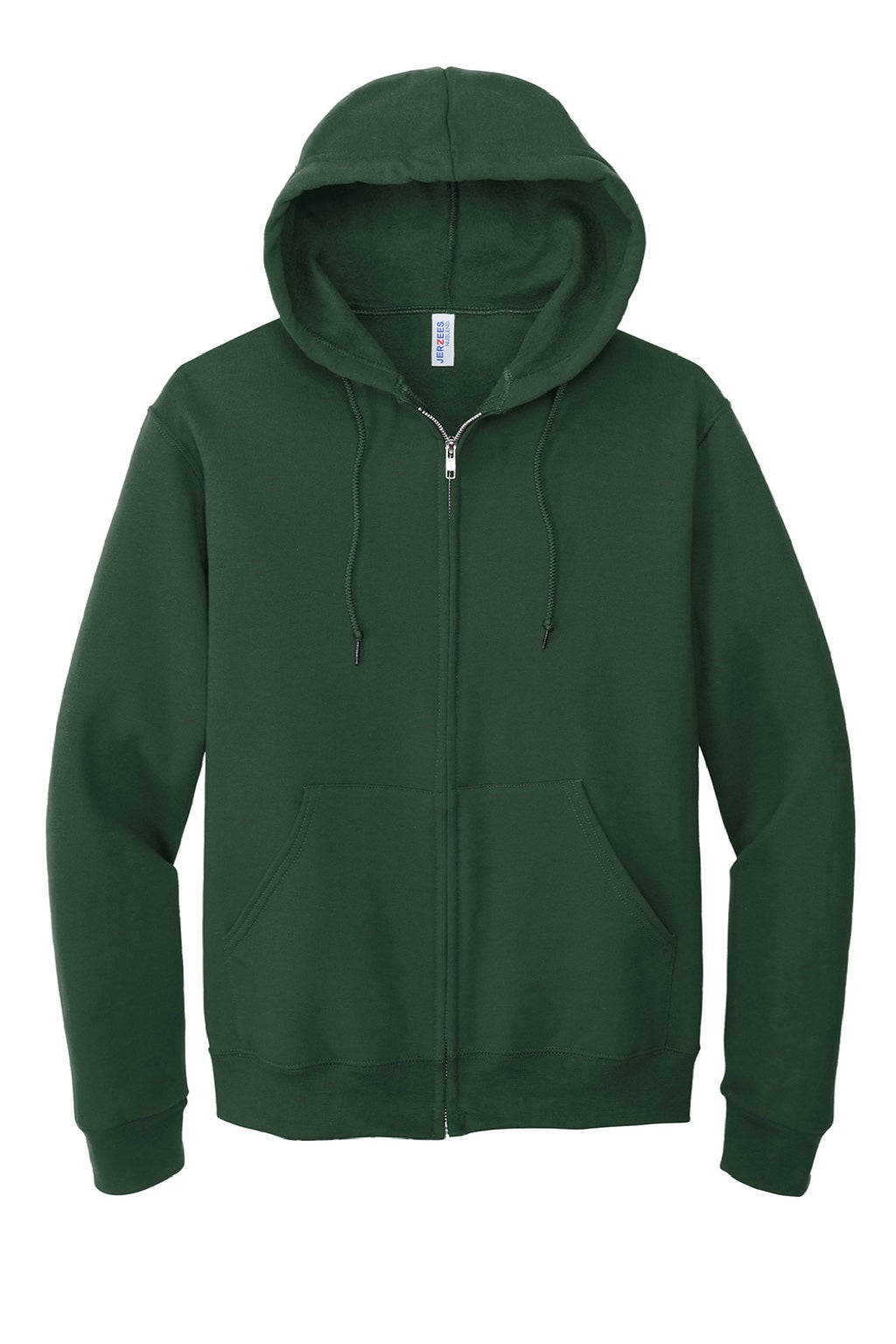 Jerzees 993M/993MR Mens NuBlend Pill Resistant Fleece Full Zip Hooded Sweatshirt Hoodie w/ Pockets Forest Green Flat Front