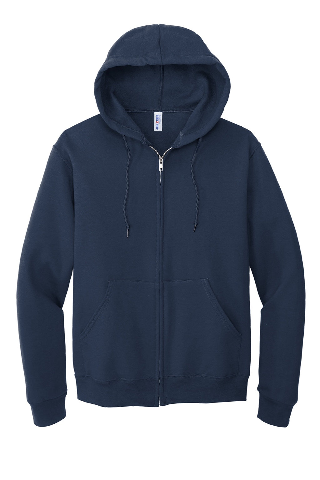 Jerzees 993M/993MR Mens NuBlend Pill Resistant Fleece Full Zip Hooded Sweatshirt Hoodie w/ Pockets Navy Blue Flat Front