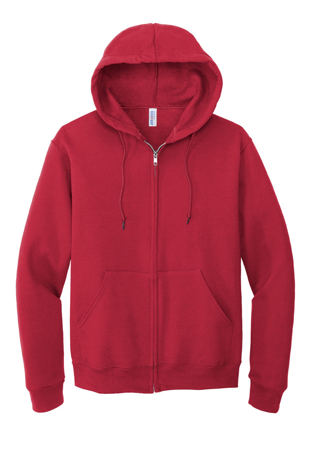 Jerzees 993M/993MR Mens NuBlend Pill Resistant Fleece Full Zip Hooded Sweatshirt Hoodie w/ Pockets True Red Flat Front