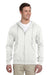 Jerzees 993M/993MR Mens NuBlend Pill Resistant Fleece Full Zip Hooded Sweatshirt Hoodie w/ Pockets White Model Front