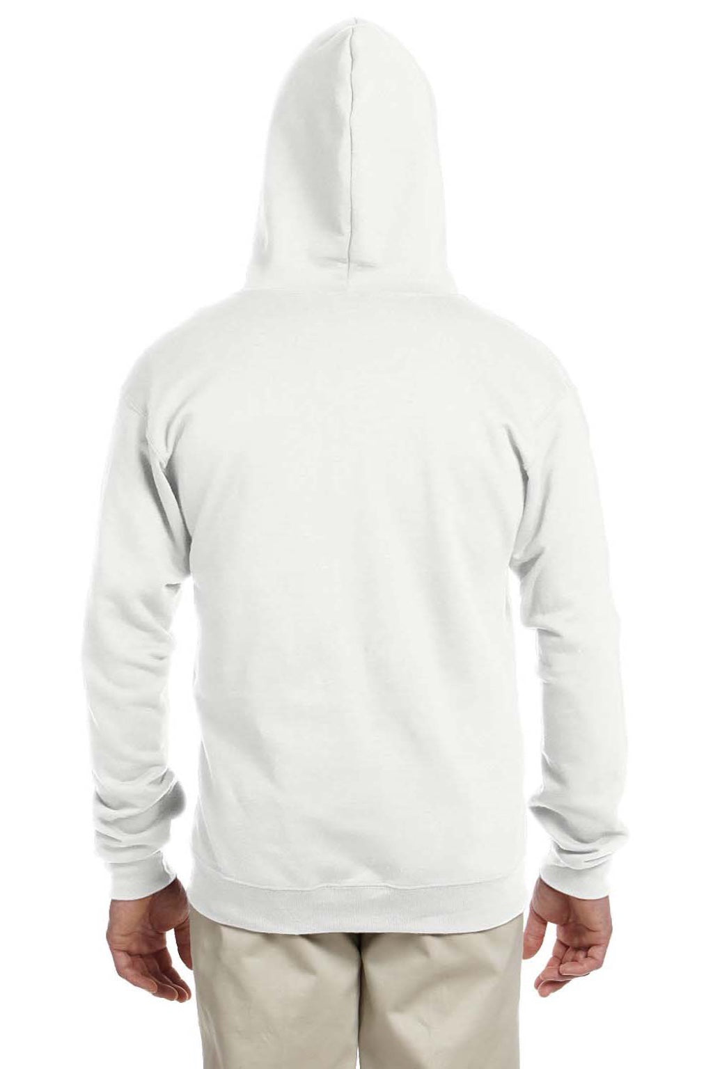 Jerzees 993M/993MR Mens NuBlend Pill Resistant Fleece Full Zip Hooded Sweatshirt Hoodie w/ Pockets White Model Back
