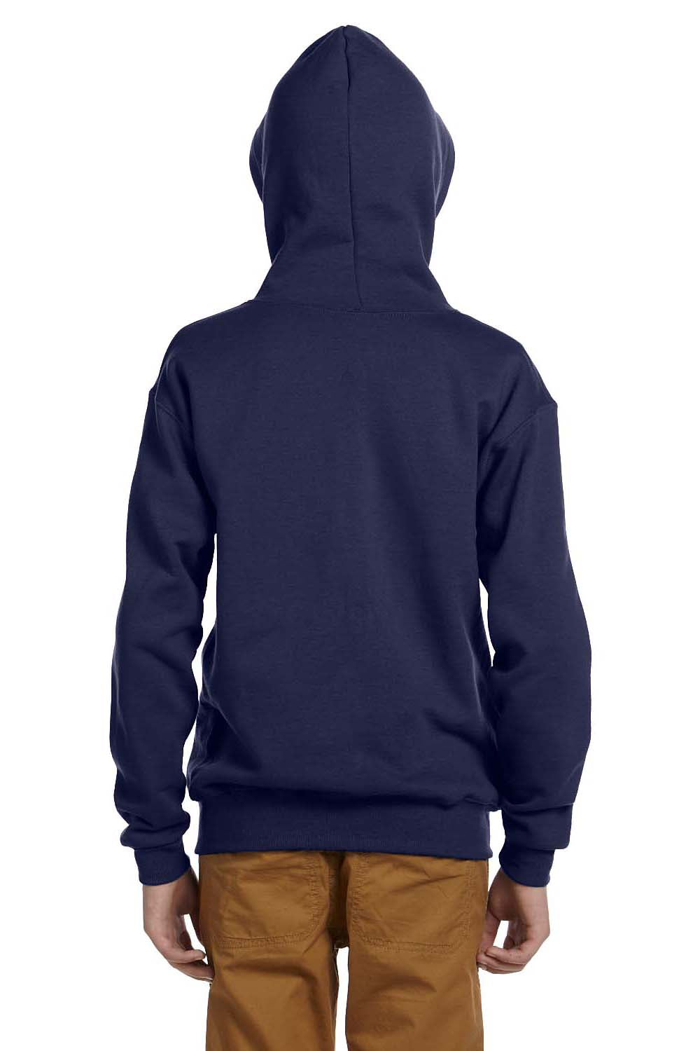 Jerzees 993B/993BR Youth NuBlend Pill Resistant Fleece Full Zip Hooded Sweatshirt Hoodie w/ Pockets Navy Blue Model Back