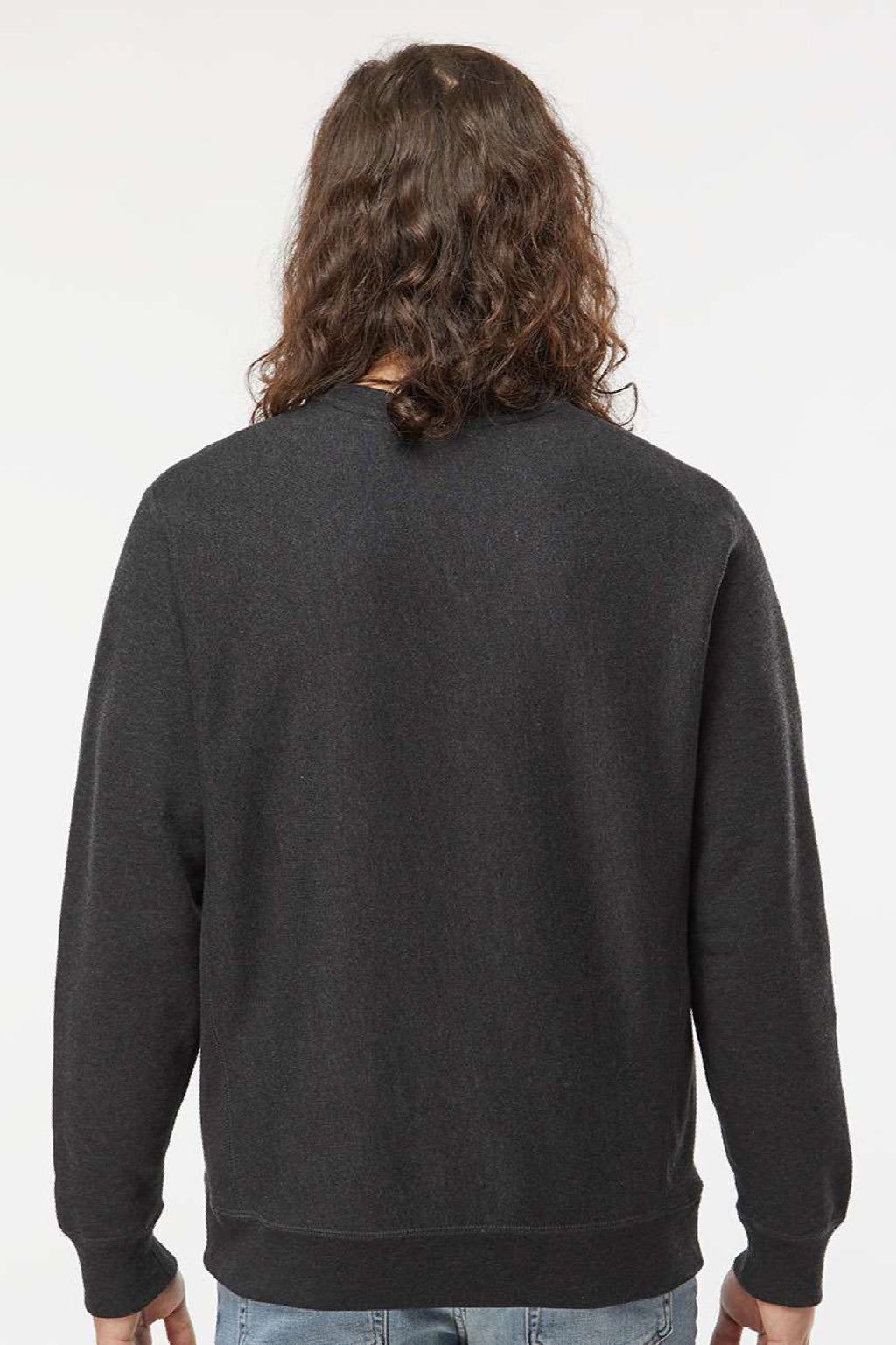 Independent Trading Company IND5000C Mens Legend Crewneck Sweatshirt Heather Charcoal Grey Model Back