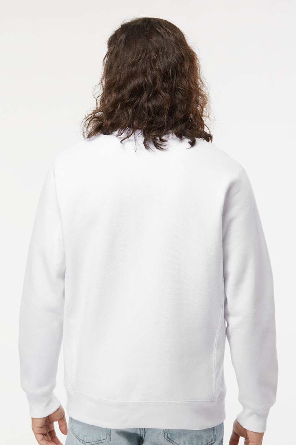 Independent Trading Company IND5000C Mens Legend Crewneck Sweatshirt White Model Back